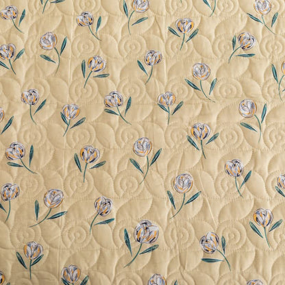 Rustikale Tulpen-Steppbettwäsche aus reiner Baumwolle