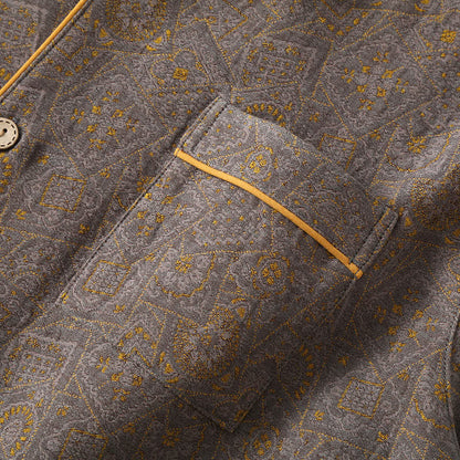 Neutrales doppellagiges Pyjama-Set aus Baumwollgaze