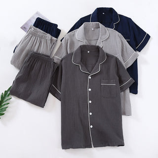 Minimalistisches Pyjama-Set in Volltonfarbe aus Baumwollgaze