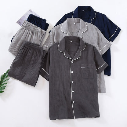 Minimalistisches Pyjama-Set in Volltonfarbe aus Baumwollgaze