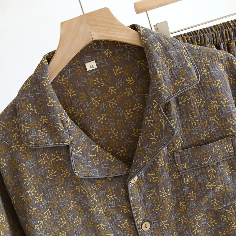 Sommerpyjama-Set aus Baumwollgaze im Retro-Jacquard-Stil