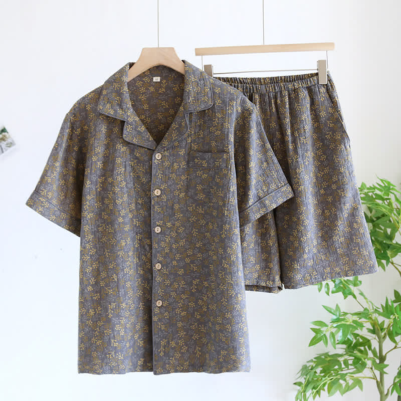 Sommerpyjama-Set aus Baumwollgaze im Retro-Jacquard-Stil