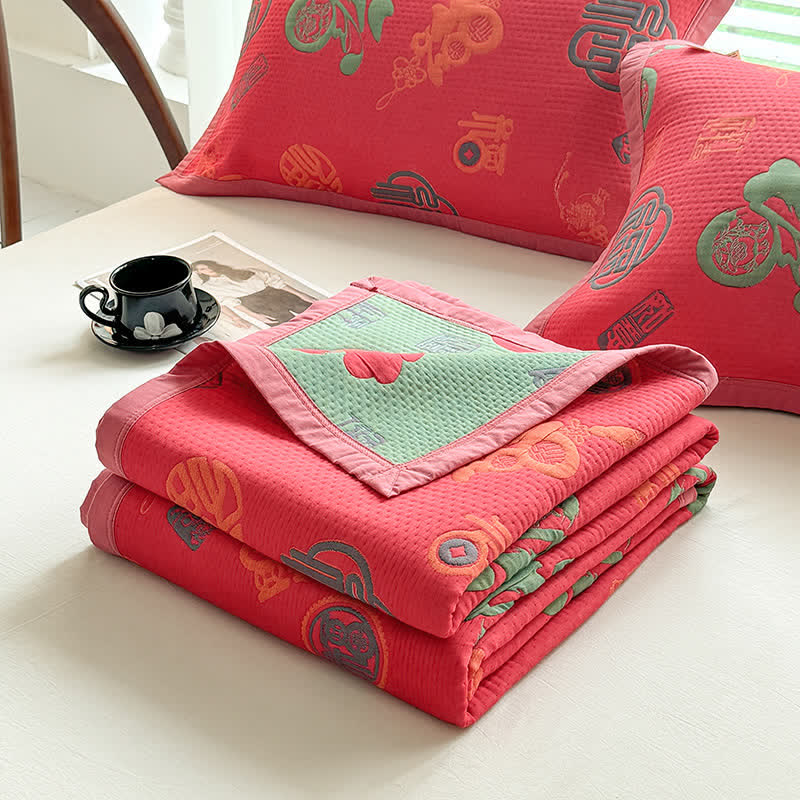 Luxuriöse, leichte Steppdecke aus Baumwollgaze