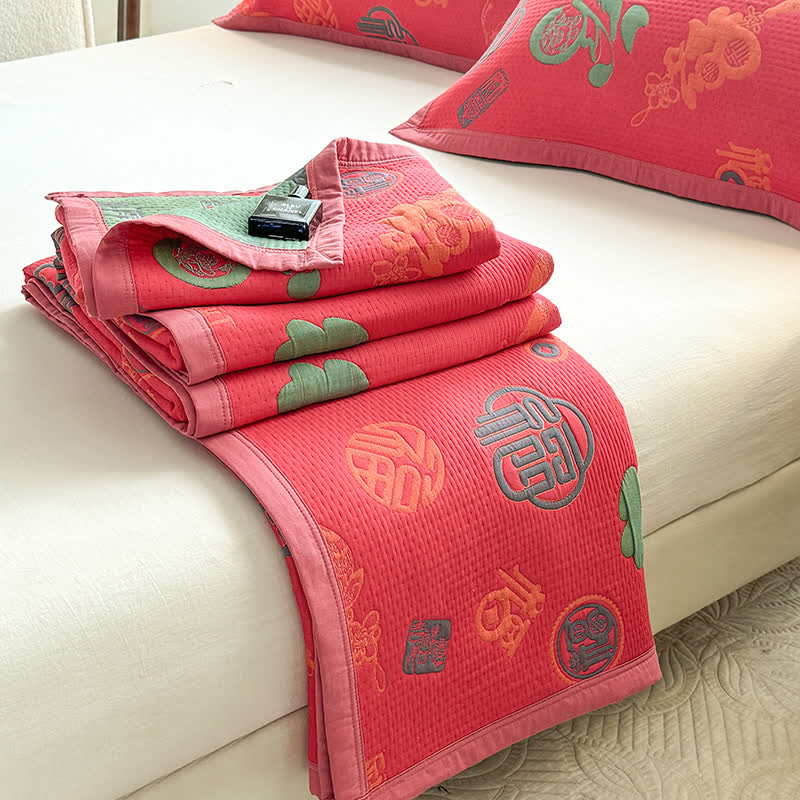 Luxuriöse, leichte Steppdecke aus Baumwollgaze