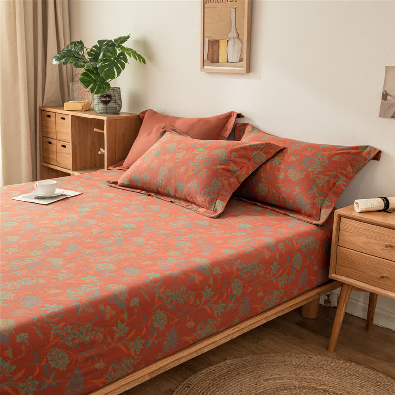 Weiches Spannbettlaken aus Baumwollgaze mit Vintage-Blumenmuster