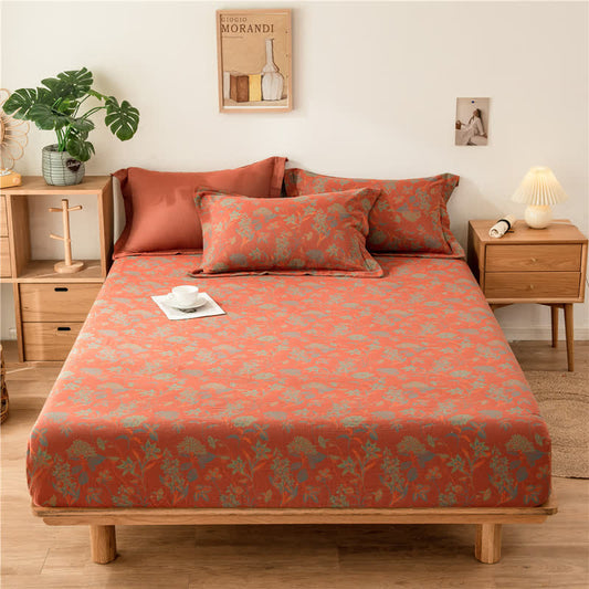 Weiches Spannbettlaken aus Baumwollgaze mit Vintage-Blumenmuster