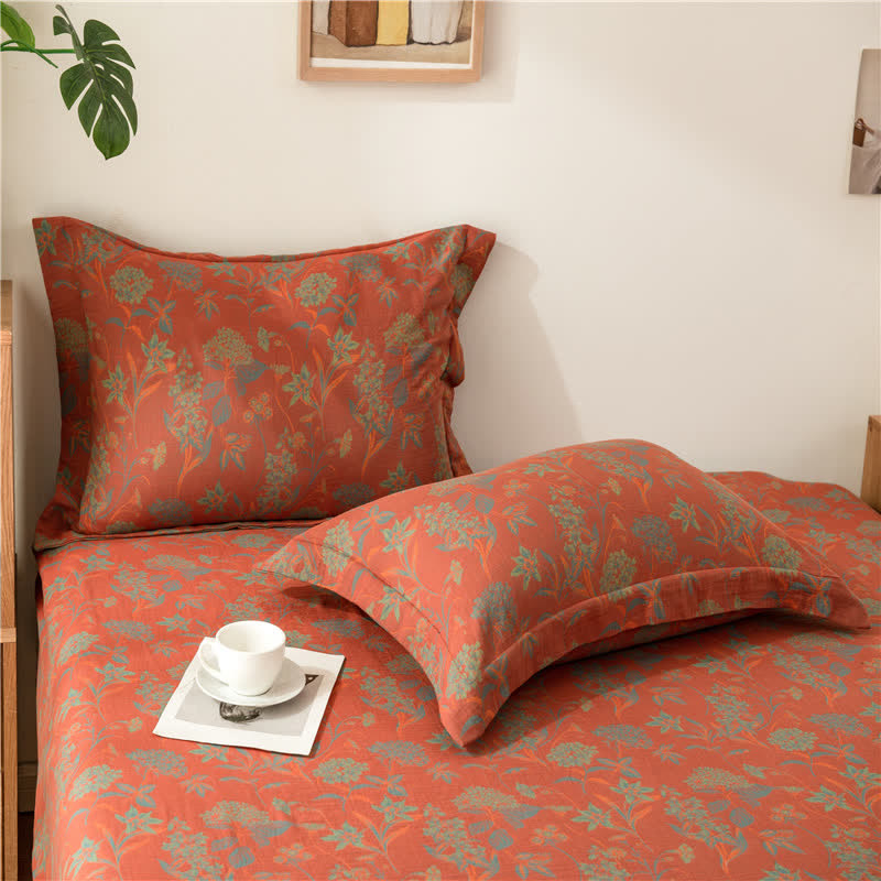 Weiches Spannbettlaken aus Baumwollgaze mit Vintage-Blumenmuster