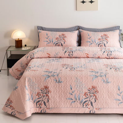 Elegante Steppbettwäsche aus reiner Baumwolle mit Blumenmuster