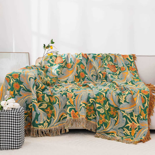 Elegante Sofadecke aus Baumwollgaze mit Blumenmuster