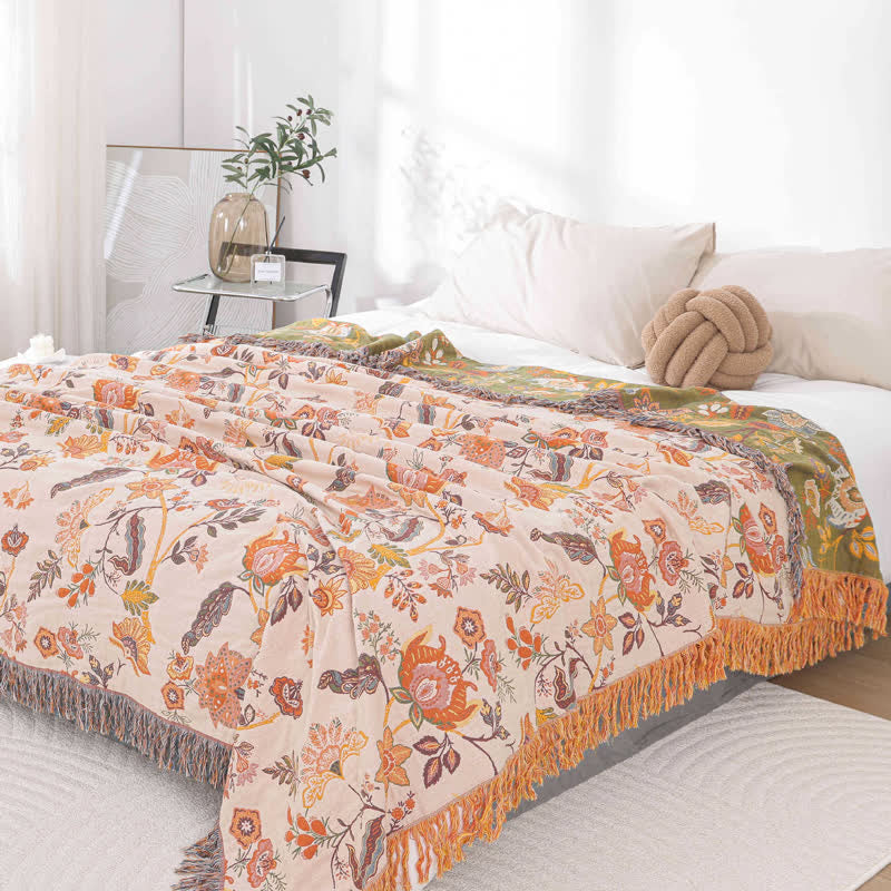 Rustikale, wendbare, atmungsaktive Decke mit Blumenquaste