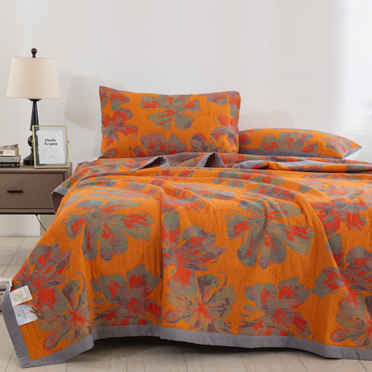 Wendbare Steppdecke aus Jacquard-Baumwollgaze mit Blumenmuster