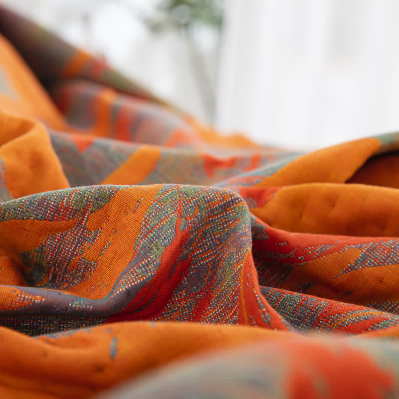 Wendbare Steppdecke aus Jacquard-Baumwollgaze mit Blumenmuster