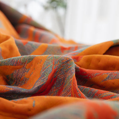 Wendbare Steppdecke aus Jacquard-Baumwollgaze mit Blumenmuster