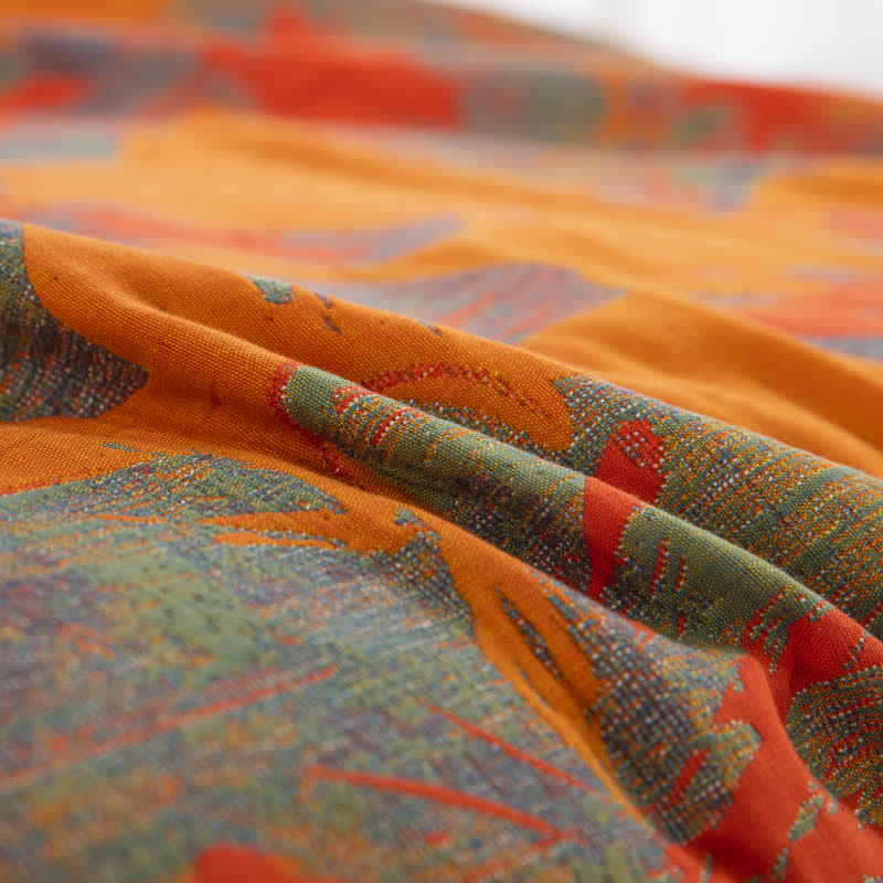 Wendbare Steppdecke aus Jacquard-Baumwollgaze mit Blumenmuster