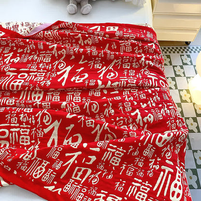 Festliche Hochzeits-Steppdecke aus Baumwollgaze