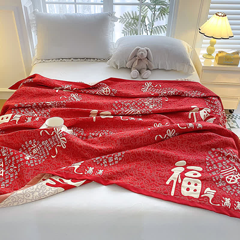 Orientalische Fu-Handtuch-Steppdecke aus Baumwollgaze