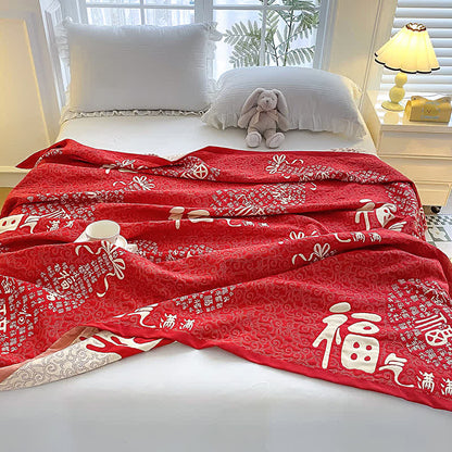 Orientalische Fu-Handtuch-Steppdecke aus Baumwollgaze