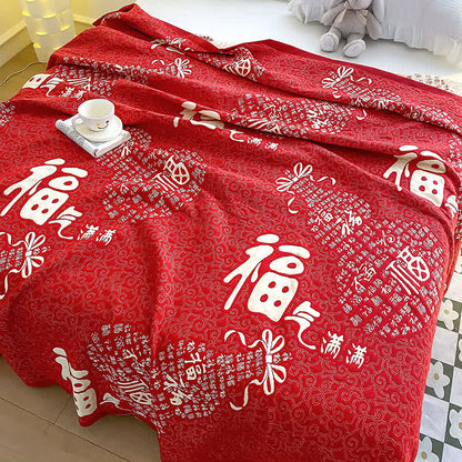 Orientalische Fu-Handtuch-Steppdecke aus Baumwollgaze