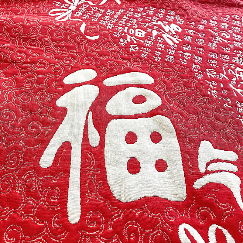 Orientalische Fu-Handtuch-Steppdecke aus Baumwollgaze