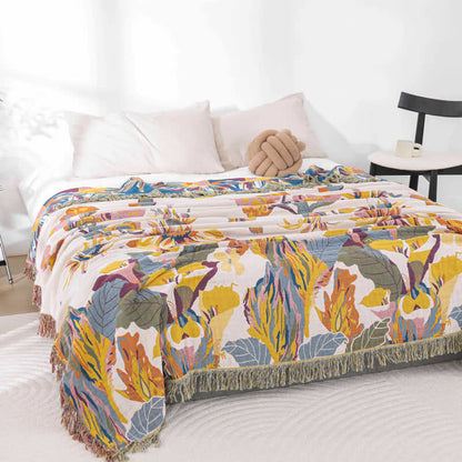 Weiche Jacquard-Steppdecke aus Baumwollgaze mit Blumenmuster