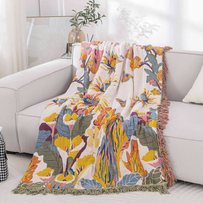 Weiche Jacquard-Steppdecke aus Baumwollgaze mit Blumenmuster