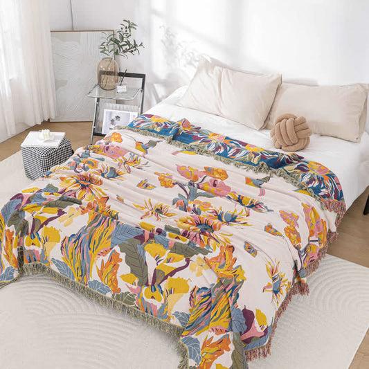 Weiche Jacquard-Steppdecke aus Baumwollgaze mit Blumenmuster