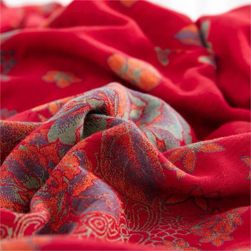 Jacquard-Bettwäscheset aus Baumwollgaze im rustikalen Rosen-Design (4-teilig)