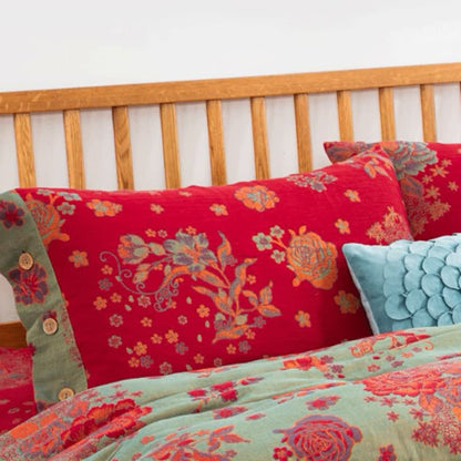 Jacquard-Bettwäscheset aus Baumwollgaze im rustikalen Rosen-Design (4-teilig)