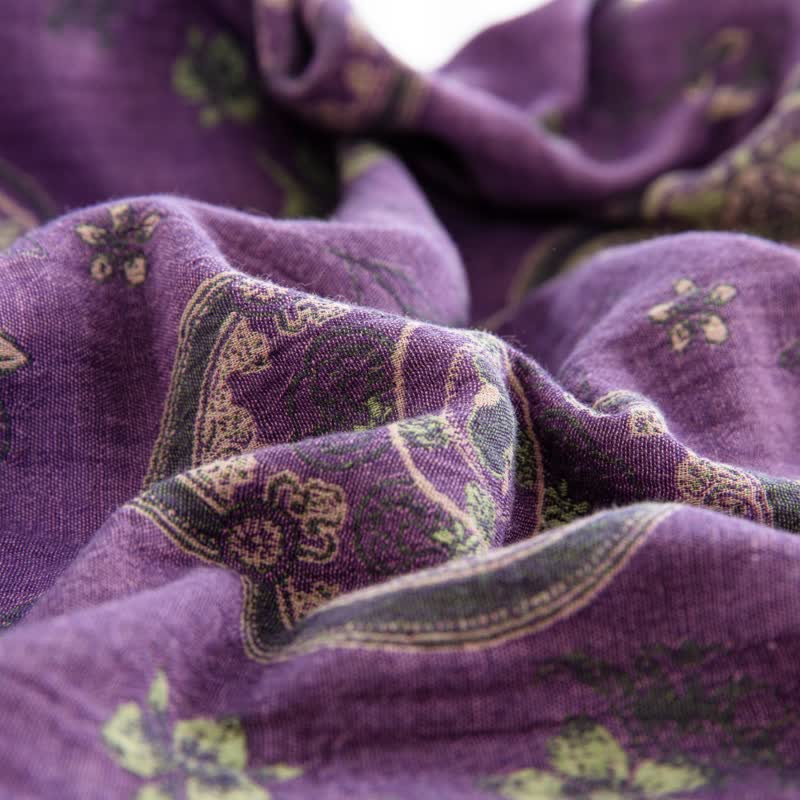 Doppellagiges Bettwäscheset aus Baumwollgaze mit Blumenmuster (4-teilig)