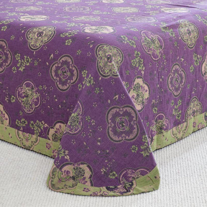 Doppellagiges Bettwäscheset aus Baumwollgaze mit Blumenmuster (4-teilig)