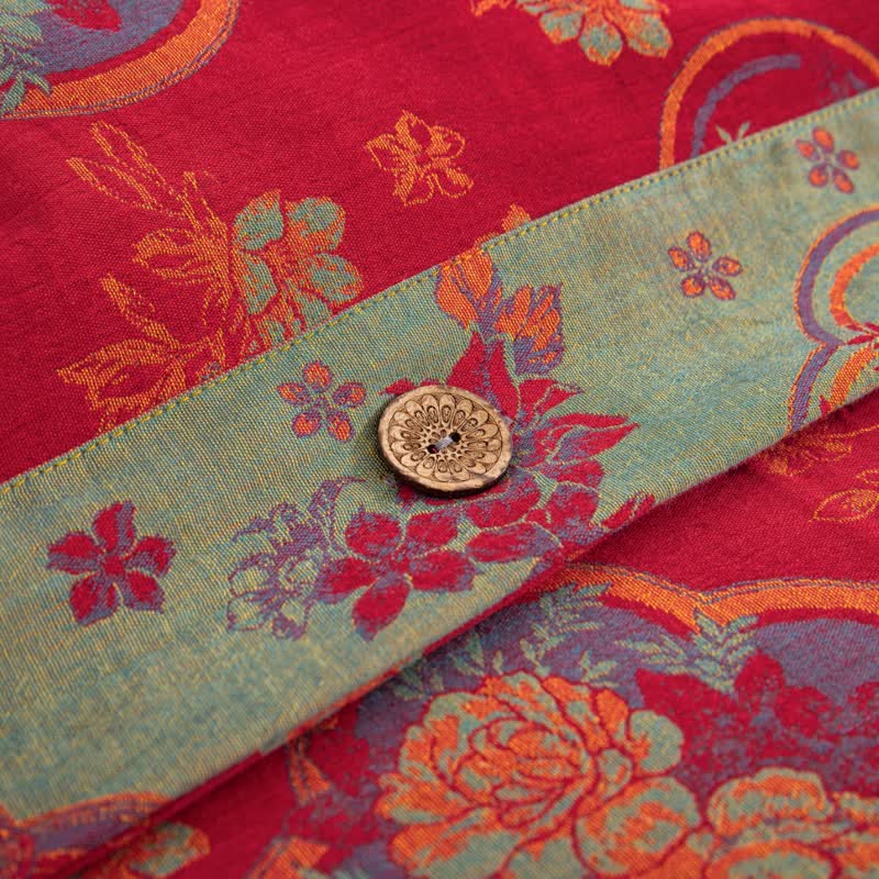 Doppellagiges Bettwäscheset aus Baumwollgaze mit Blumenmuster (4-teilig)