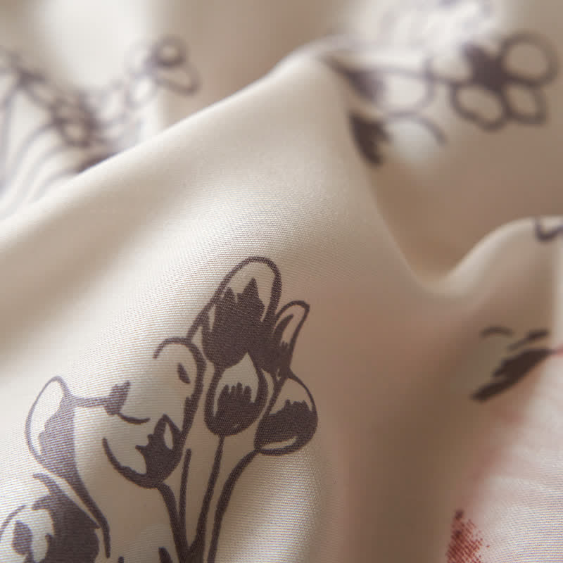 Atmungsaktive Sommerbettwäsche aus Lyocellfaser mit Blumenmuster