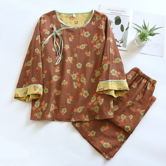 Pyjama-Set „Rural Morning Glory“ aus Baumwollgaze