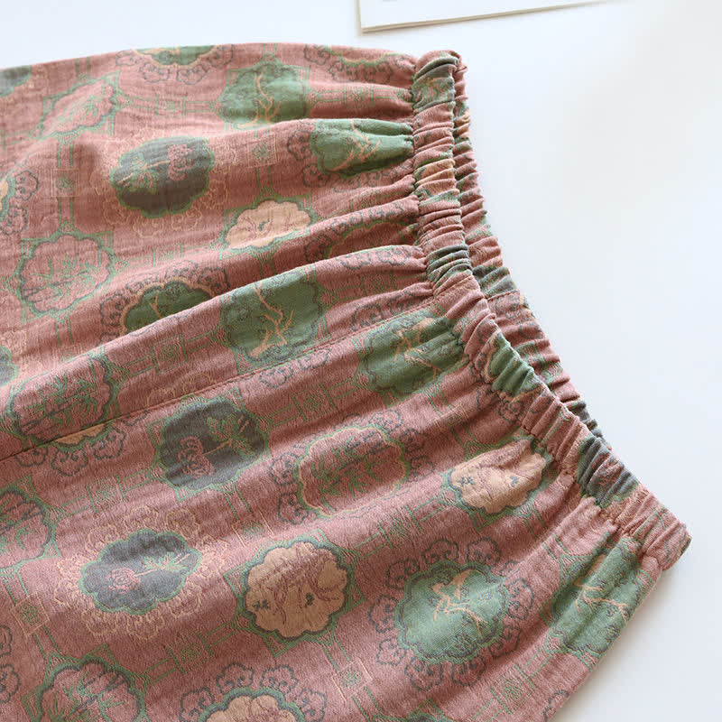 Pyjama-Set mit Froschknöpfen und Baumwollgaze