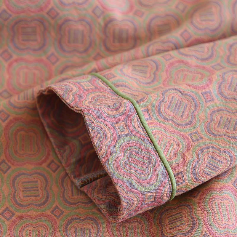 Atmungsaktives Pyjama-Set aus Baumwolle mit Retro-Froschknopf