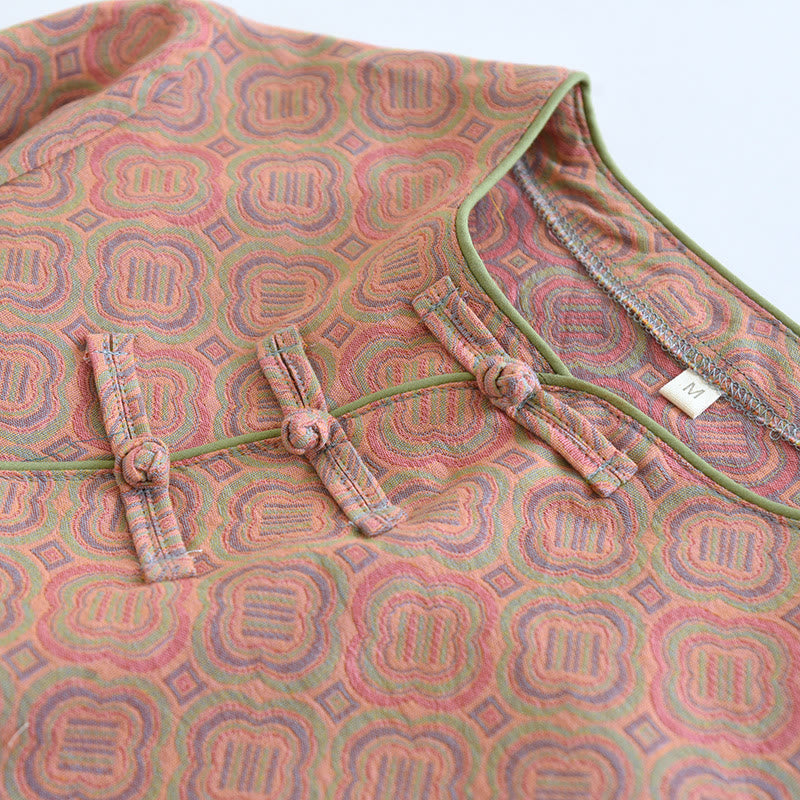 Atmungsaktives Pyjama-Set aus Baumwolle mit Retro-Froschknopf
