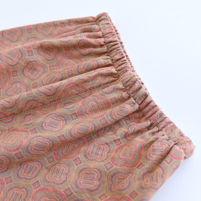Atmungsaktives Pyjama-Set aus Baumwolle mit Retro-Froschknopf