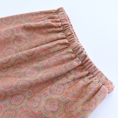 Atmungsaktives Pyjama-Set aus Baumwolle mit Retro-Froschknopf