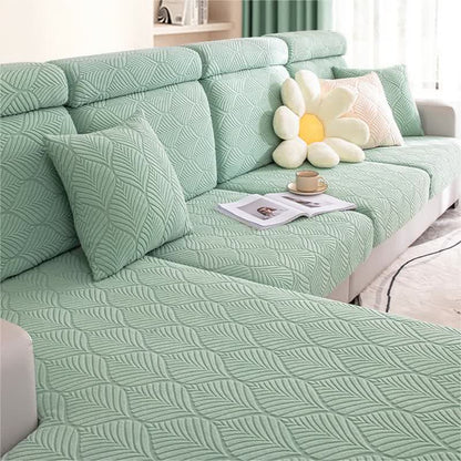 Einfarbiger Jacquard-Sofabezug mit Blattstruktur