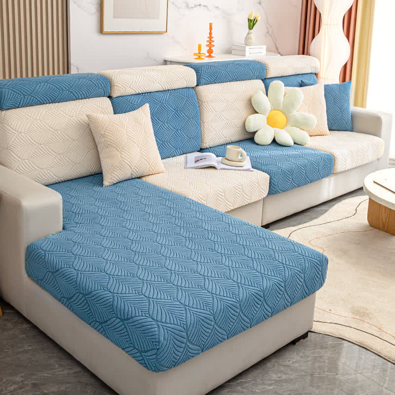 Einfarbiger Jacquard-Sofabezug mit Blattstruktur