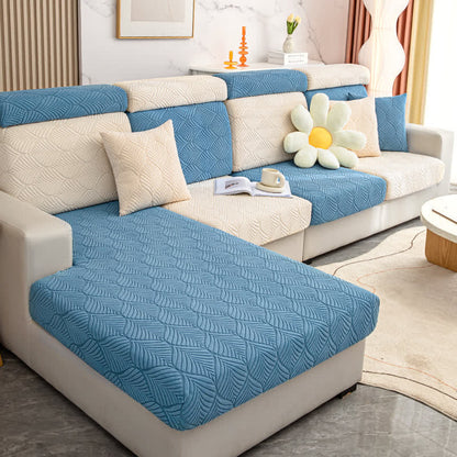 Einfarbiger Jacquard-Sofabezug mit Blattstruktur