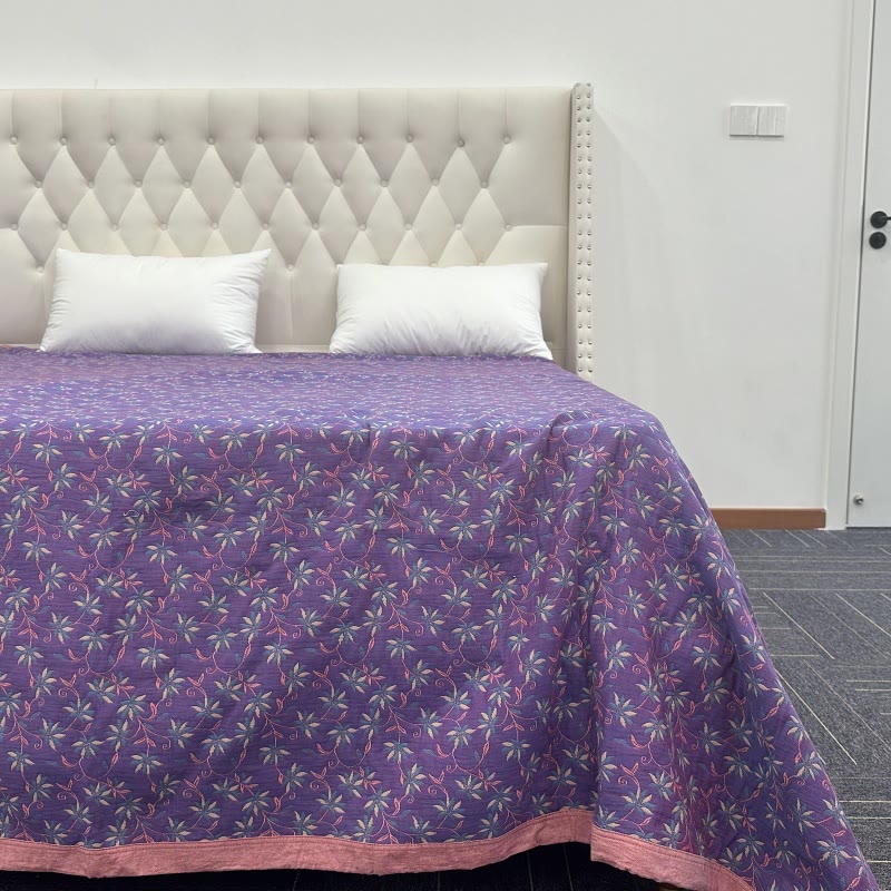 Wendesteppdecke aus reiner Bio-Baumwolle mit Blumenmuster