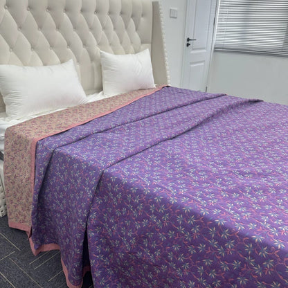 Wendesteppdecke aus reiner Bio-Baumwolle mit Blumenmuster