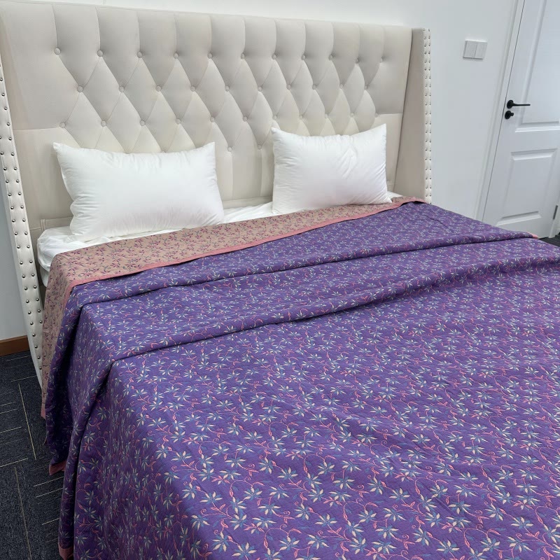 Wendesteppdecke aus reiner Bio-Baumwolle mit Blumenmuster