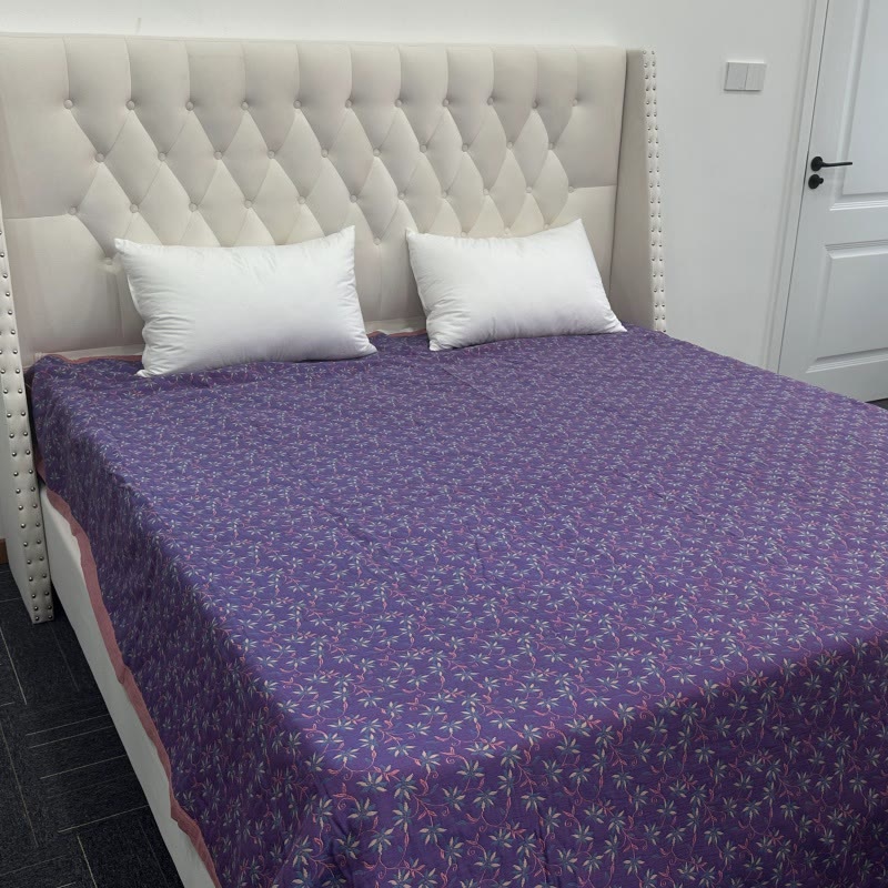 Wendesteppdecke aus reiner Bio-Baumwolle mit Blumenmuster