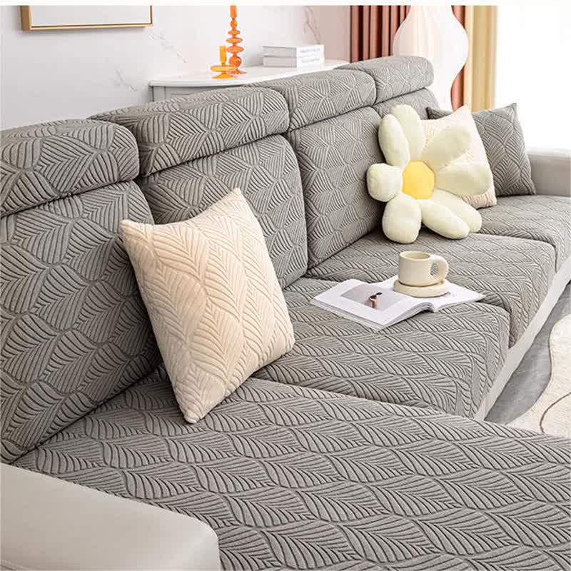 Einfarbiger Jacquard-Sofabezug mit Blattstruktur