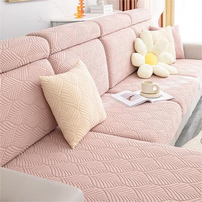 Einfarbiger Jacquard-Sofabezug mit Blattstruktur