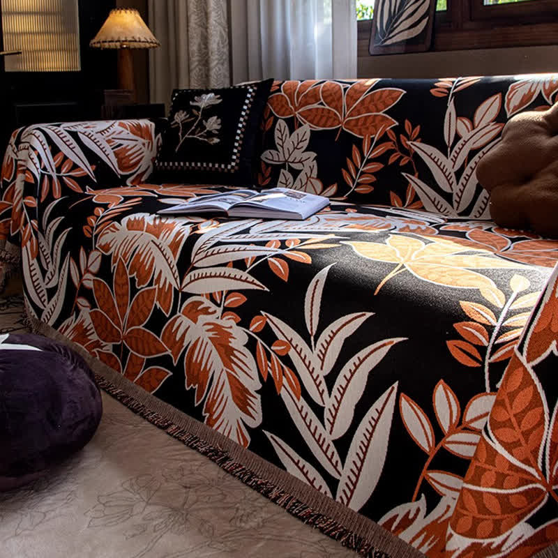 Sofabezug aus Chenille mit Quasten im Vintage-Stil „Rainforest“