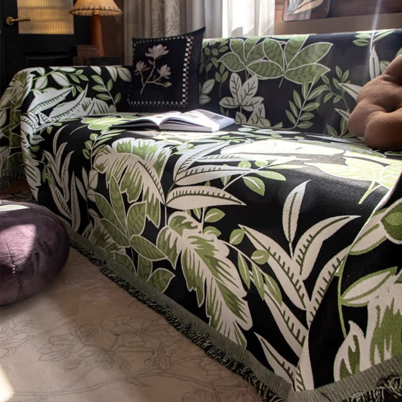 Sofabezug aus Chenille mit Quasten im Vintage-Stil „Rainforest“
