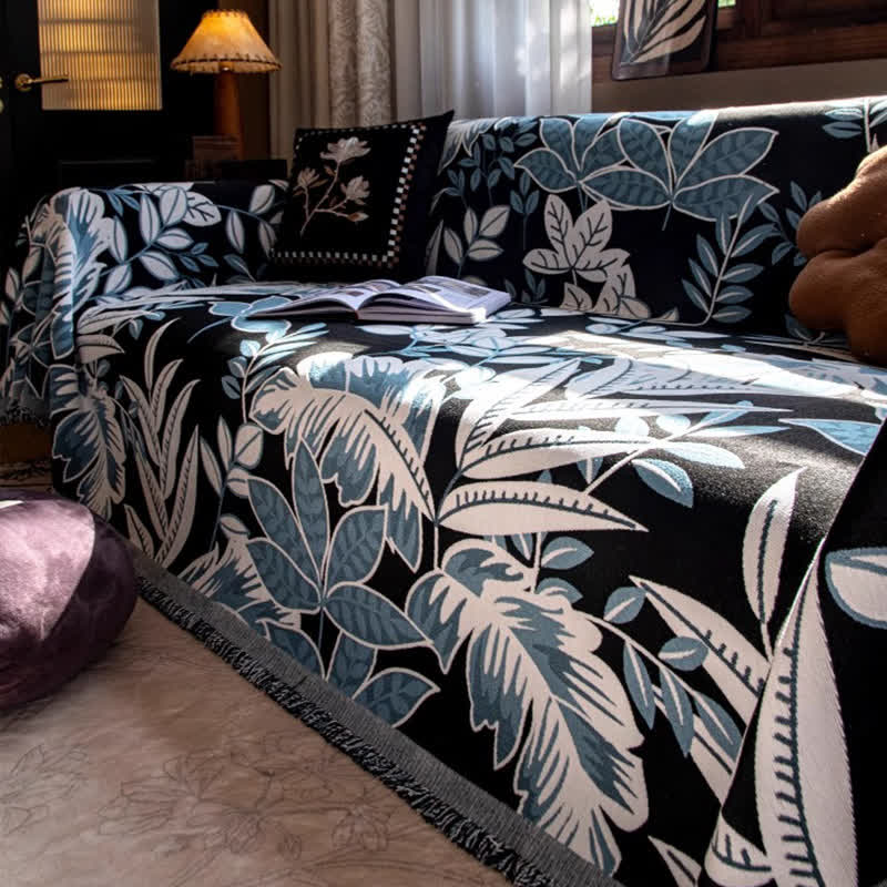 Sofabezug aus Chenille mit Quasten im Vintage-Stil „Rainforest“